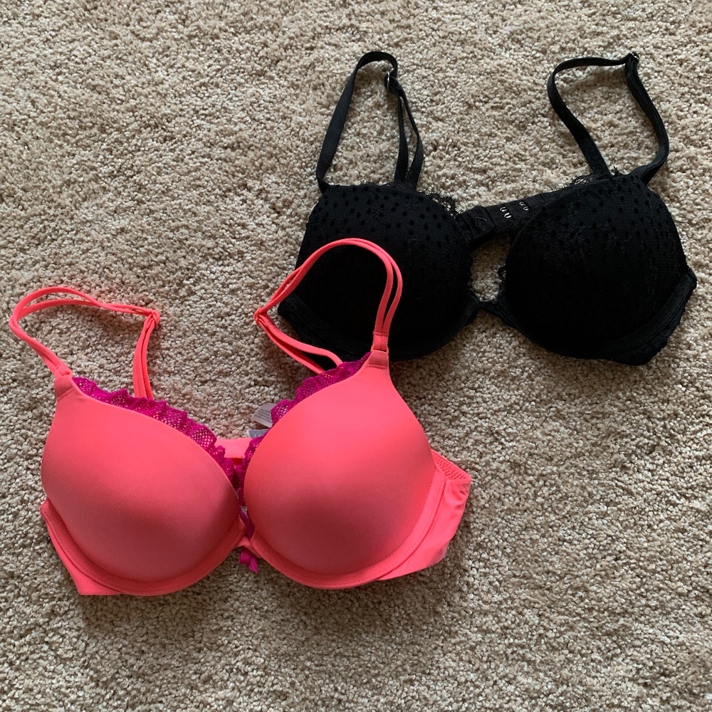 Victoria Secret Push-up Bra Pink w Lace Trim 32B
